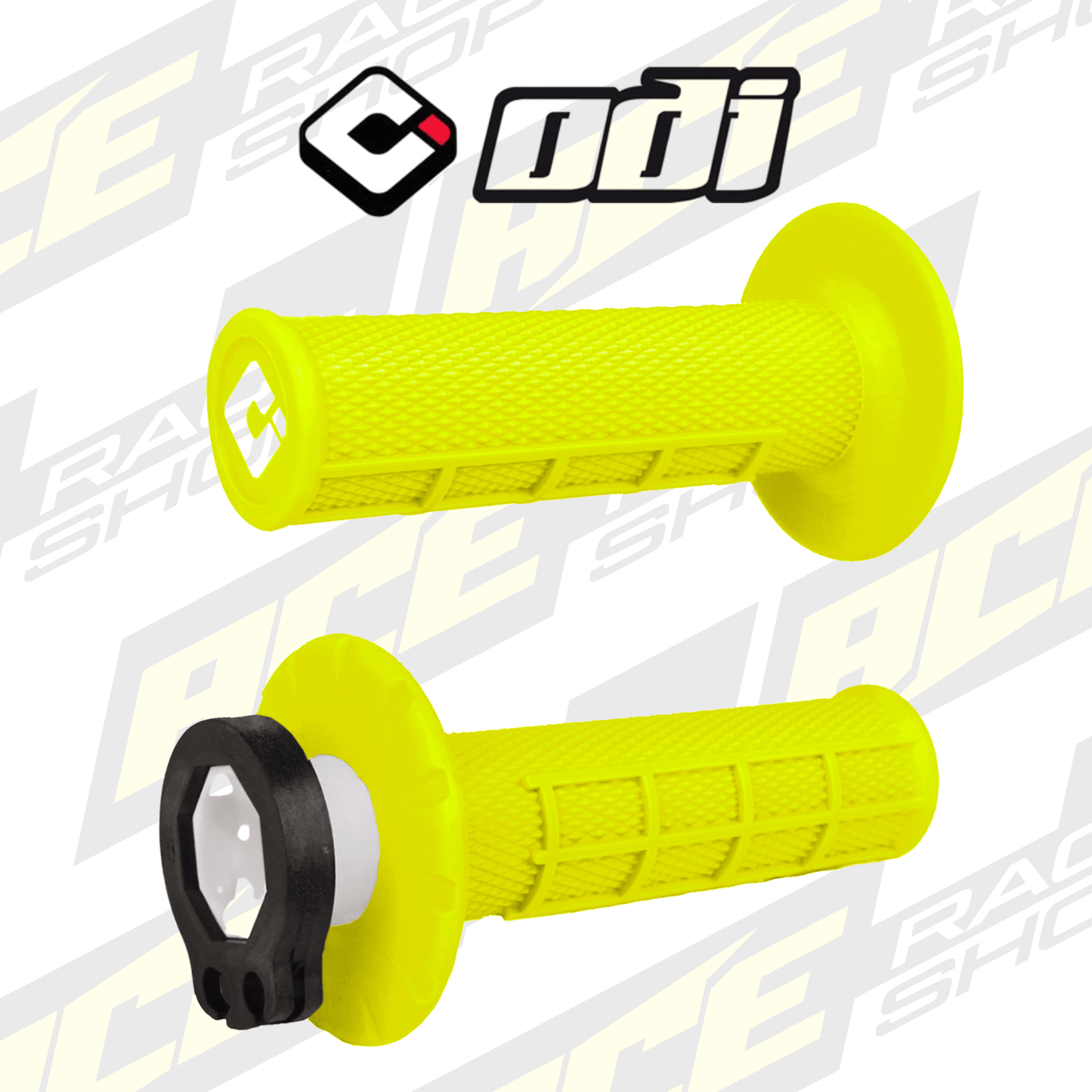 ODI Half Waffle MX Lock - On Grip Set - Flo Yellow - ACE Race Shop