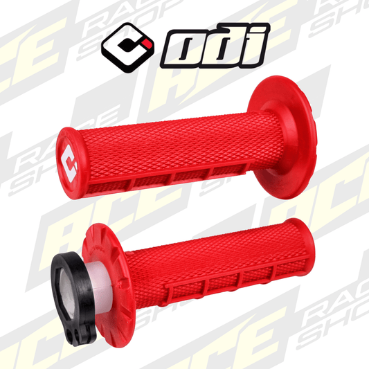 ODI Half Waffle MX Lock - On Grip Set Red - ACE Race Shop