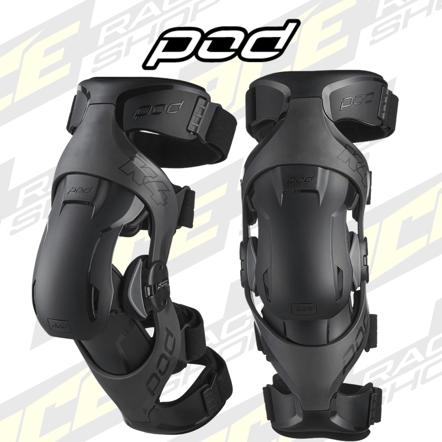 POD K4 2.0 Knee Braces - Black Pair - Motocross & Enduro - All Sizes - ACE Race Shop