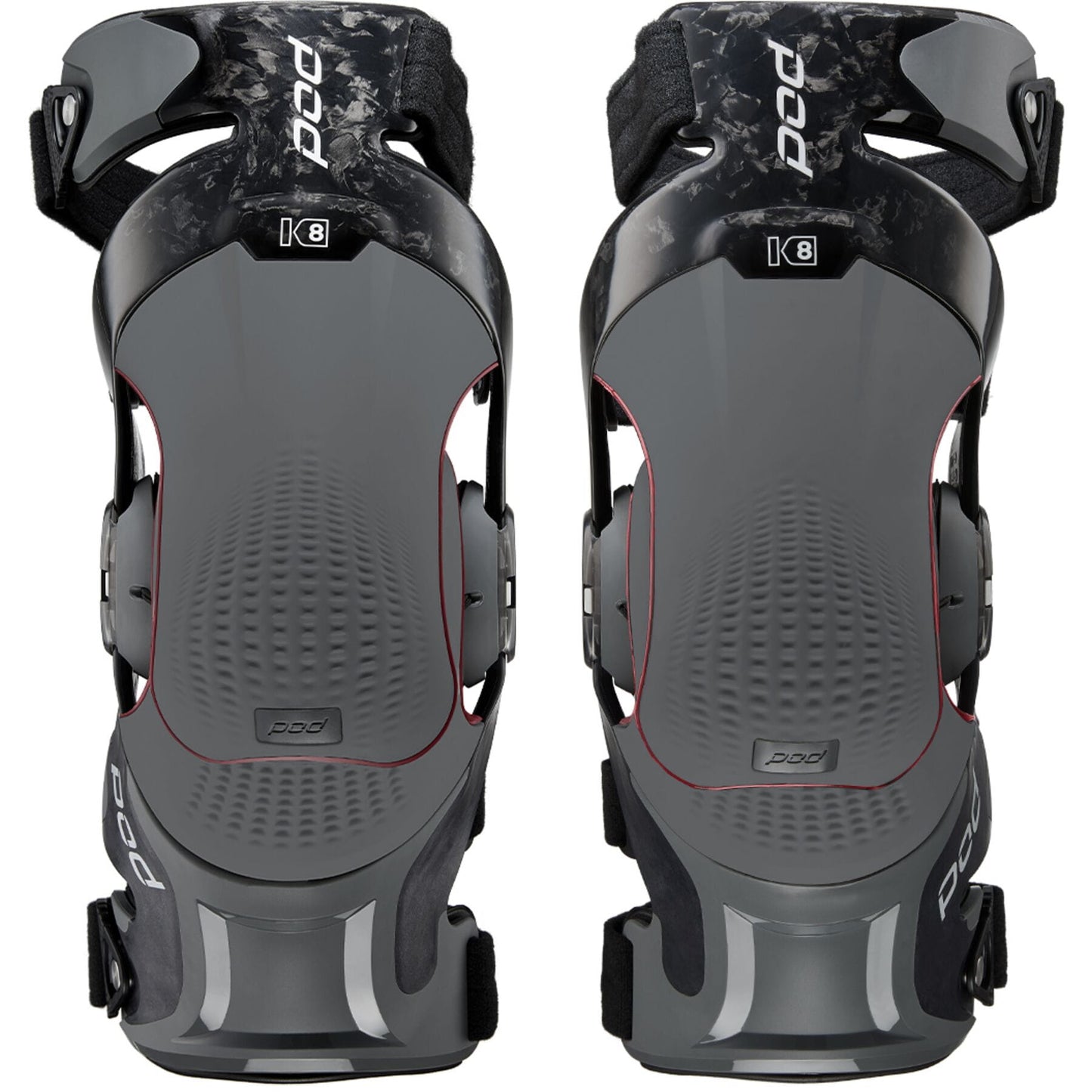 Pod K8 3.0 Knee Braces - Carbon Black and Grey Pair - Motocross & Enduro - All Sizes - ACE Race Shop