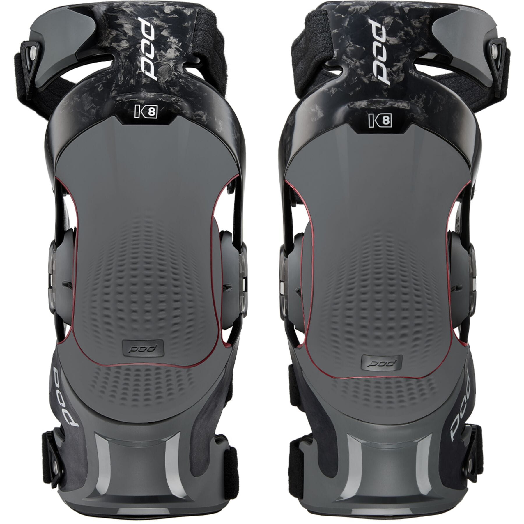 Pod K8 3.0 Knee Braces - Carbon Black and Grey Pair - Motocross & Enduro - All Sizes - ACE Race Shop