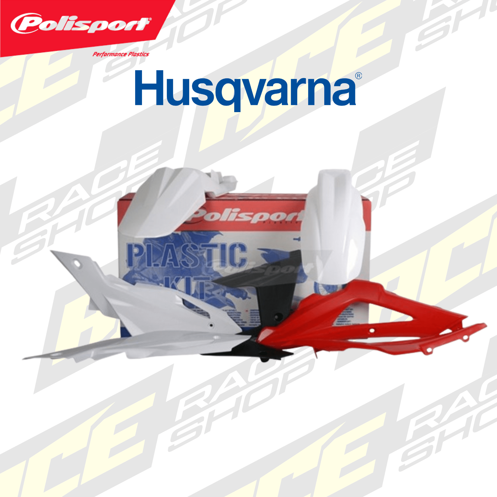 POLISPORT BOX KIT HUSQVARNA TC/TE250 - 510 09 - 10 WHITE/RED - ACE Race Shop