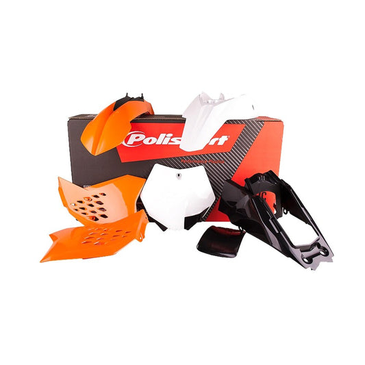 POLISPORT BOX KIT KTM SX65 12 - 15 ORANGE/WHITE OEM - ACE Race Shop