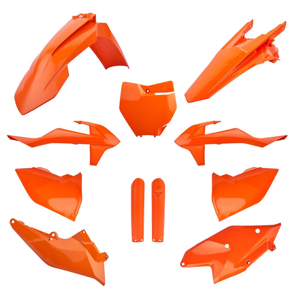 POLISPORT BOX KIT KTM SX/SX - F/XC/XC - F 16 - 18, SX250 17 - 18 INC FORK GUARDS ORANGE - ACE Race Shop