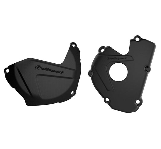 POLISPORT CLUTCH & IGNITION COVER PROTECTOR KAWASAKI KX250F 17 - 20 BLACK - ACE Race Shop