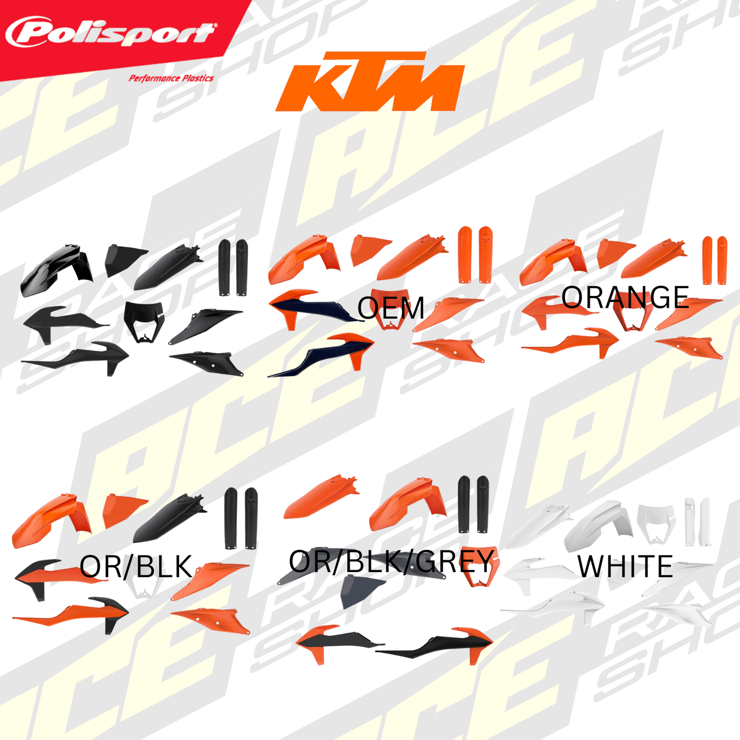 POLISPORT PLASTIC BOX KIT ENDURO INC FORK GUARDS & HEADLIGHT MASK KTM EXC/EXC - F 20 - 23 - ACE Race Shop