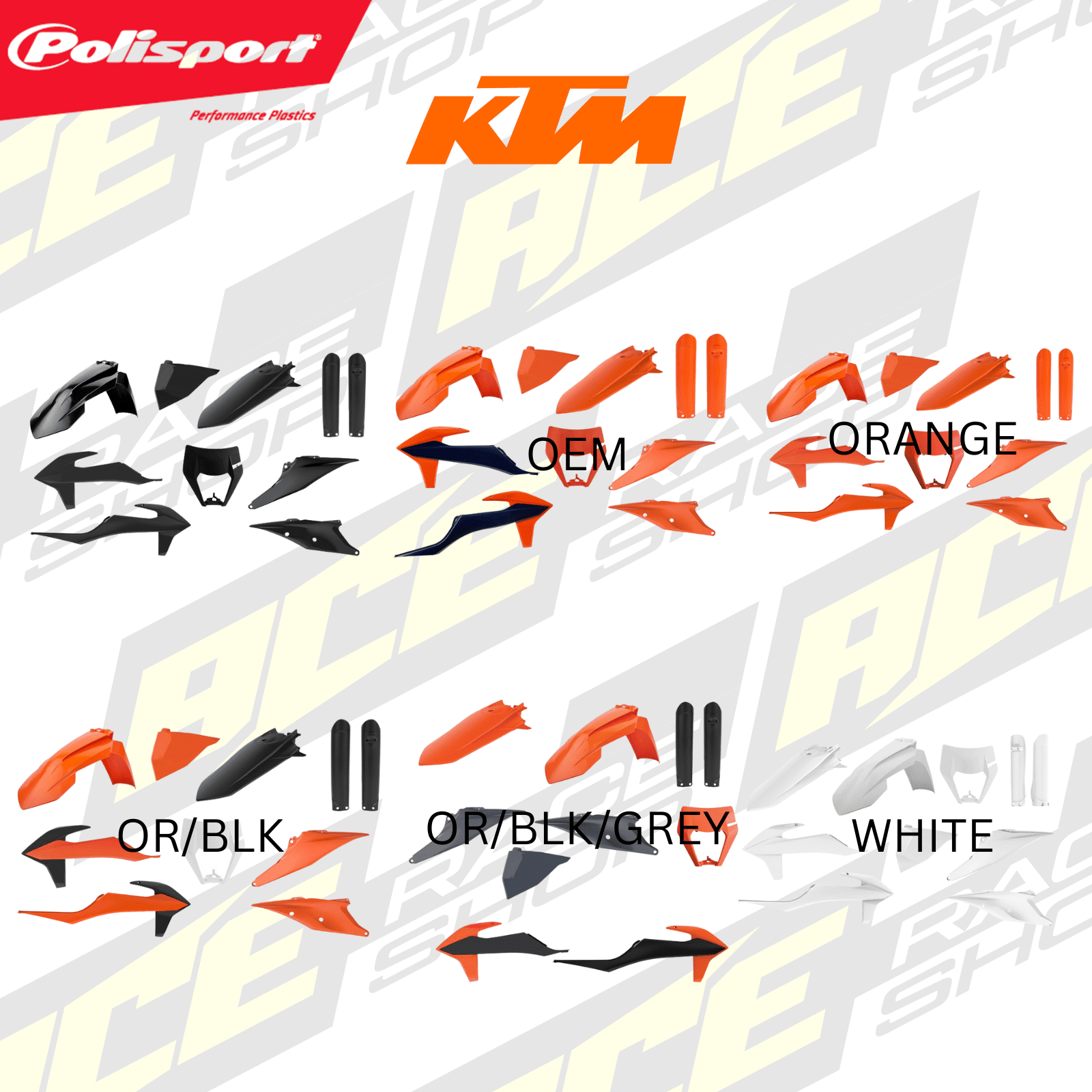 POLISPORT PLASTIC BOX KIT ENDURO INC FORK GUARDS & HEADLIGHT MASK KTM EXC/EXC - F 20 - 23 - ACE Race Shop