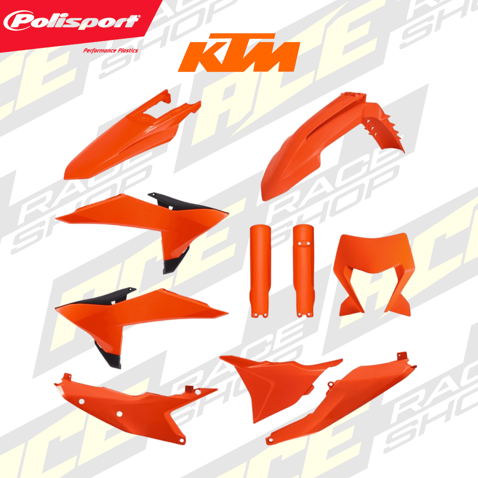 POLISPORT PLASTIC BOX KIT ENDURO INC FORK GUARDS & HEADLIGHT MASK KTM EXC/EXC - F 2026 OEM - ACE Race Shop