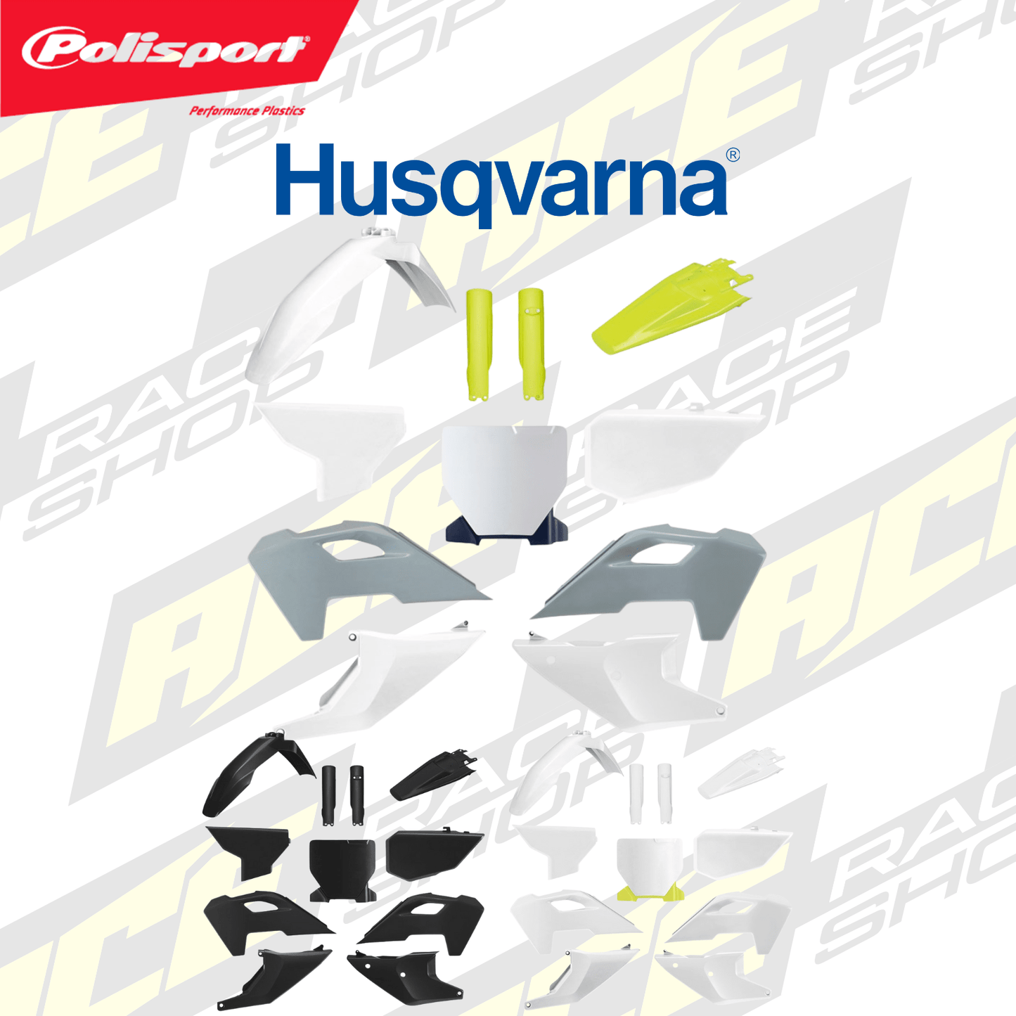 POLISPORT PLASTIC BOX KIT HUSQVARNA TC/FC 23 - 24 INC FORK GUARDS - ACE Race Shop