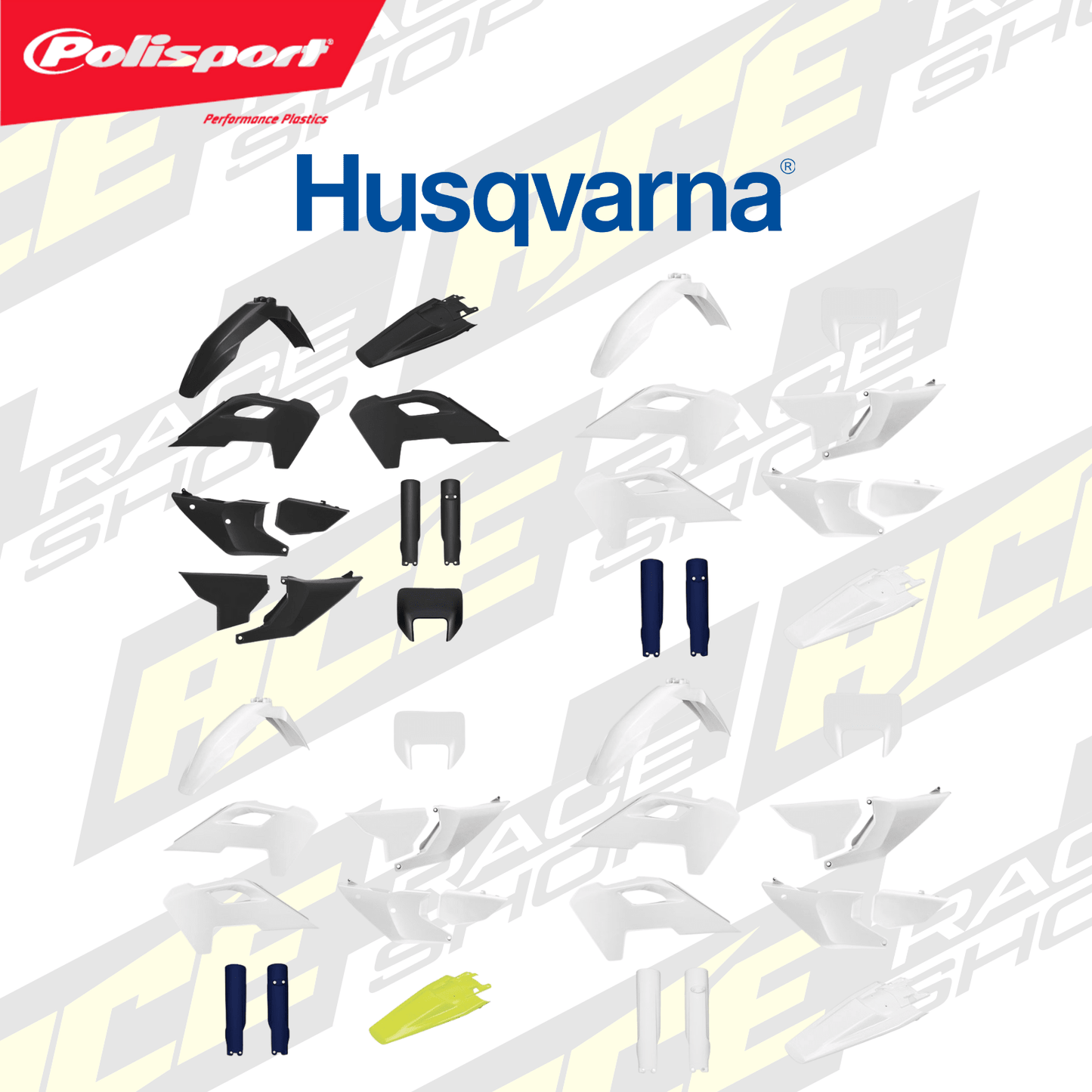 POLISPORT PLASTIC BOX KIT INC FORK GUARDS HUSQVARNA TE/FE 24 - 25 - ACE Race Shop