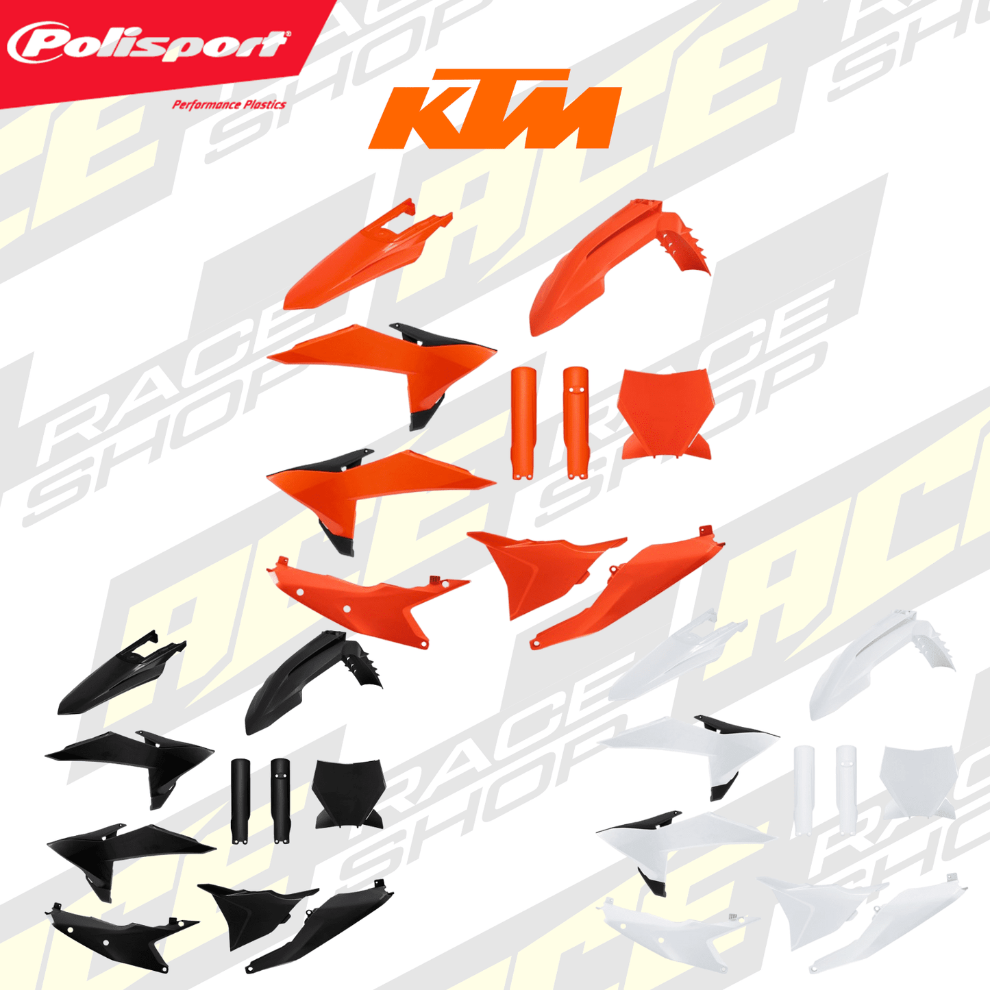 POLISPORT PLASTIC BOX KIT INC FORK GUARDS KTM SX/SX - F 25 - 26 - ACE Race Shop