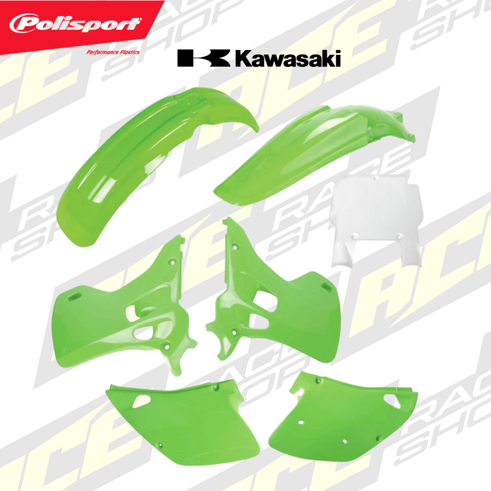 POLISPORT PLASTIC BOX KIT KAWASAKI KX125 - 250 1993 OEM - ACE Race Shop