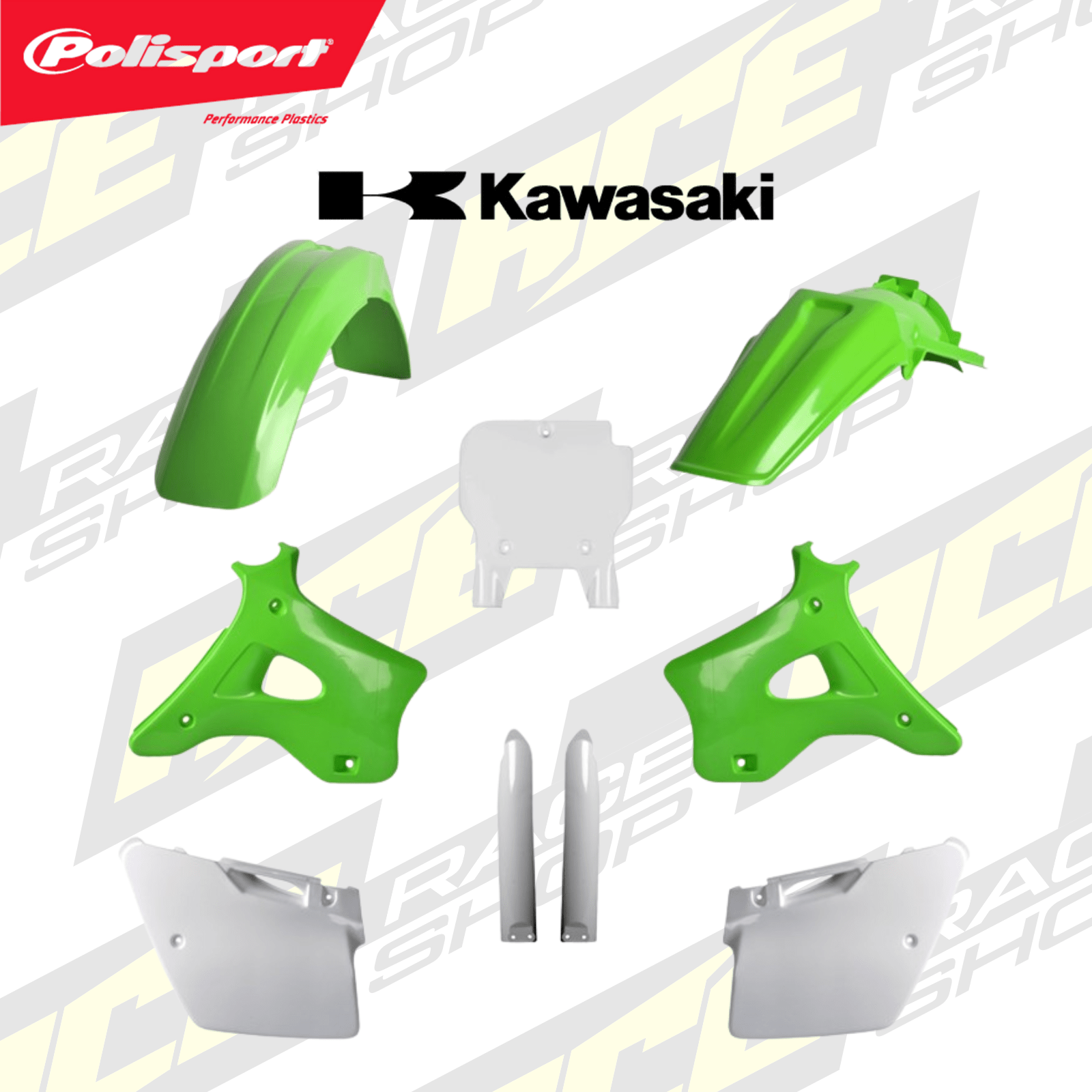 POLISPORT PLASTIC BOX KIT KAWASAKI KX125 - 250 94 - 95 OEM - ACE Race Shop