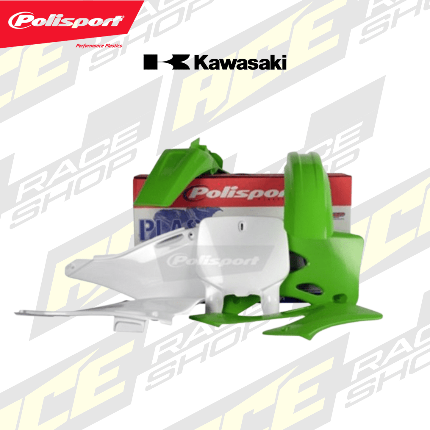 POLISPORT PLASTIC BOX KIT KAWASAKI KX125 - 250 99 - 02 STANDARD - ACE Race Shop