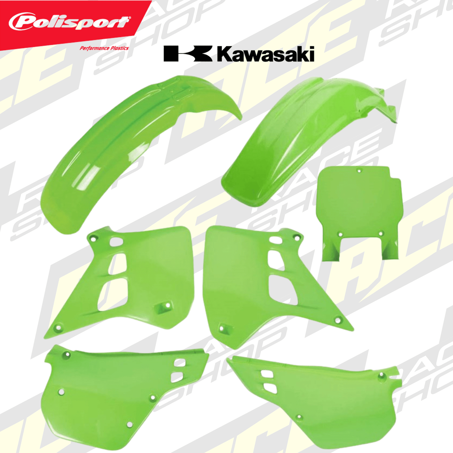 POLISPORT PLASTIC BOX KIT KAWASAKI KX125 90 - 91 OEM - ACE Race Shop