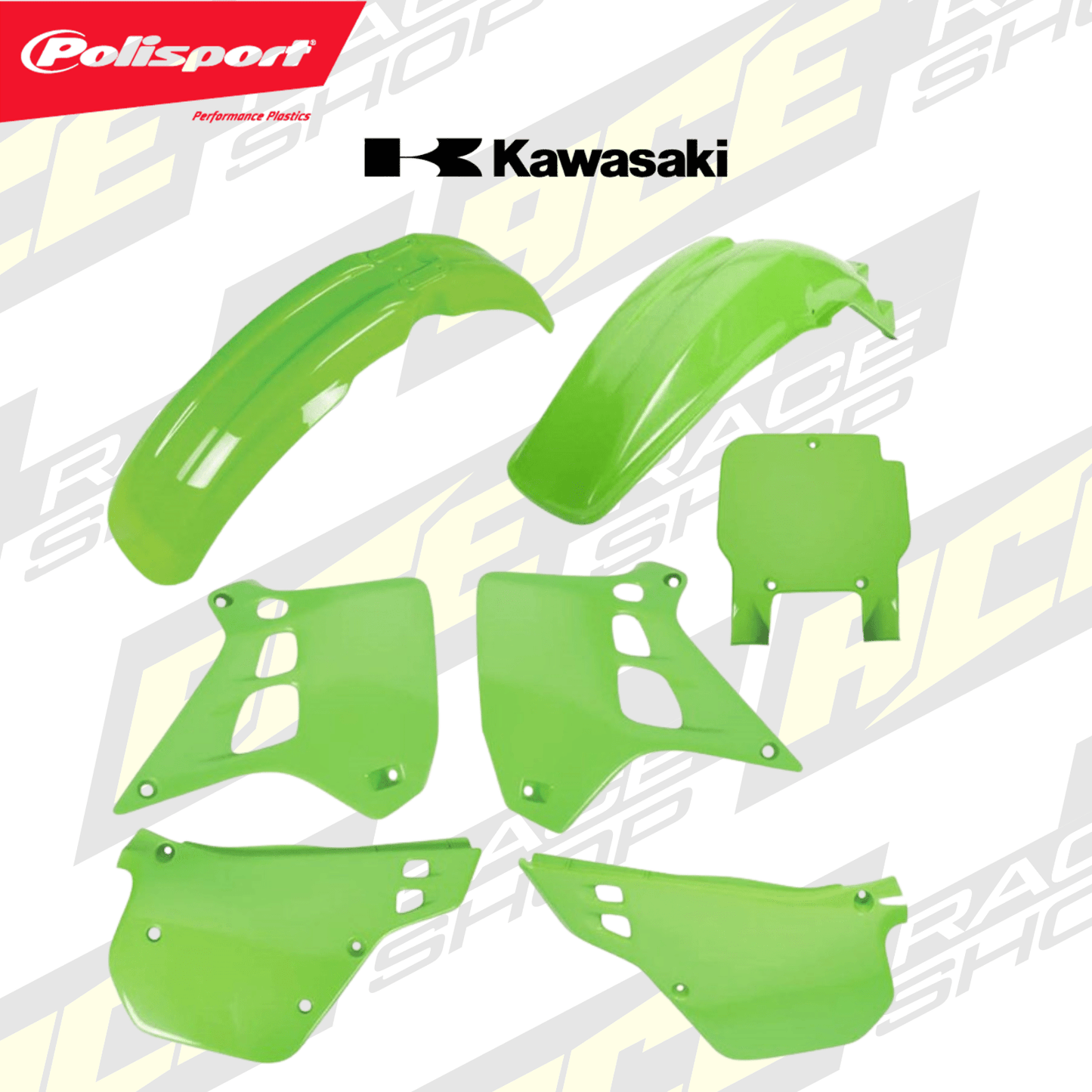 POLISPORT PLASTIC BOX KIT KAWASAKI KX250 90 - 91 OEM - ACE Race Shop