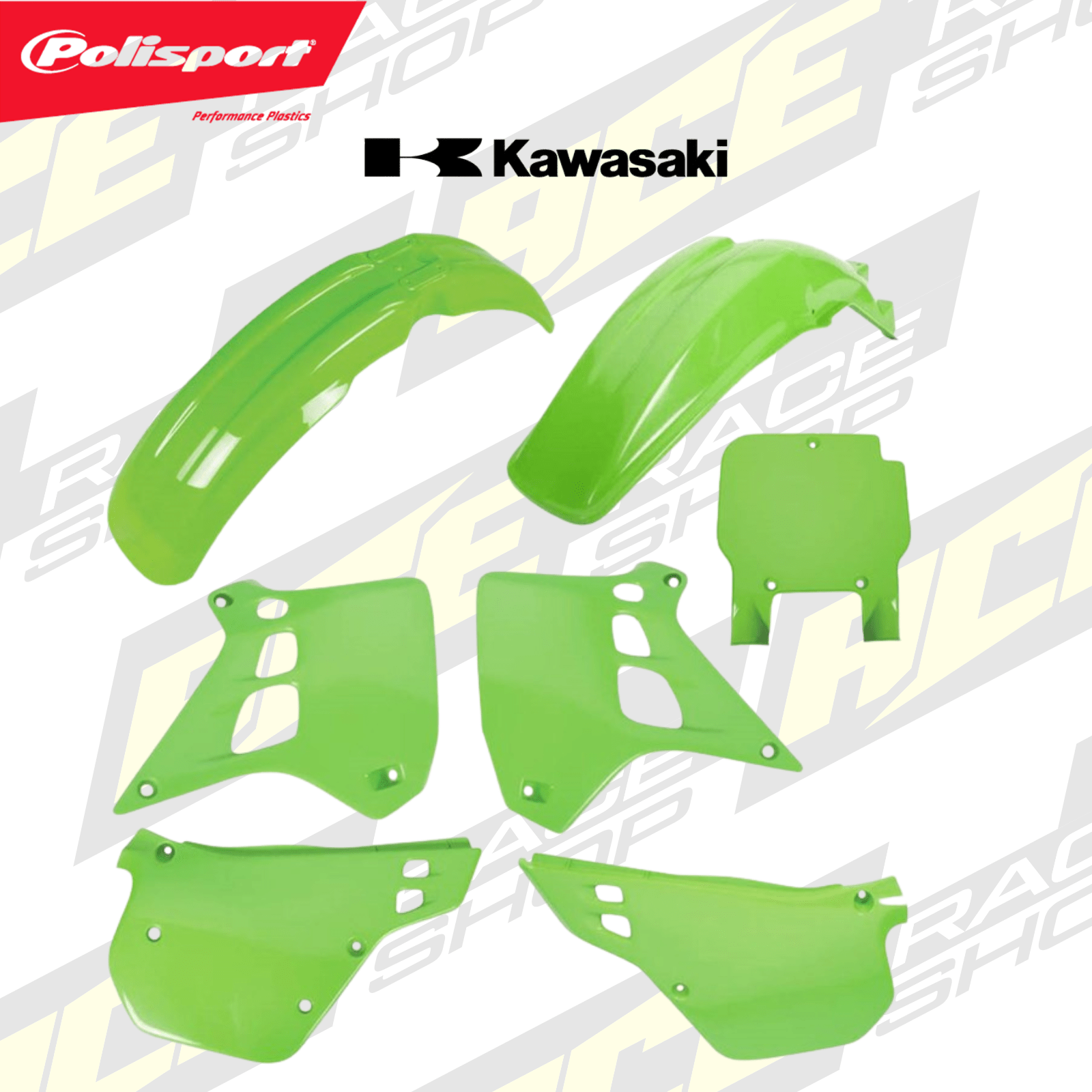 POLISPORT PLASTIC BOX KIT KAWASAKI KX250 90 - 91 OEM - ACE Race Shop