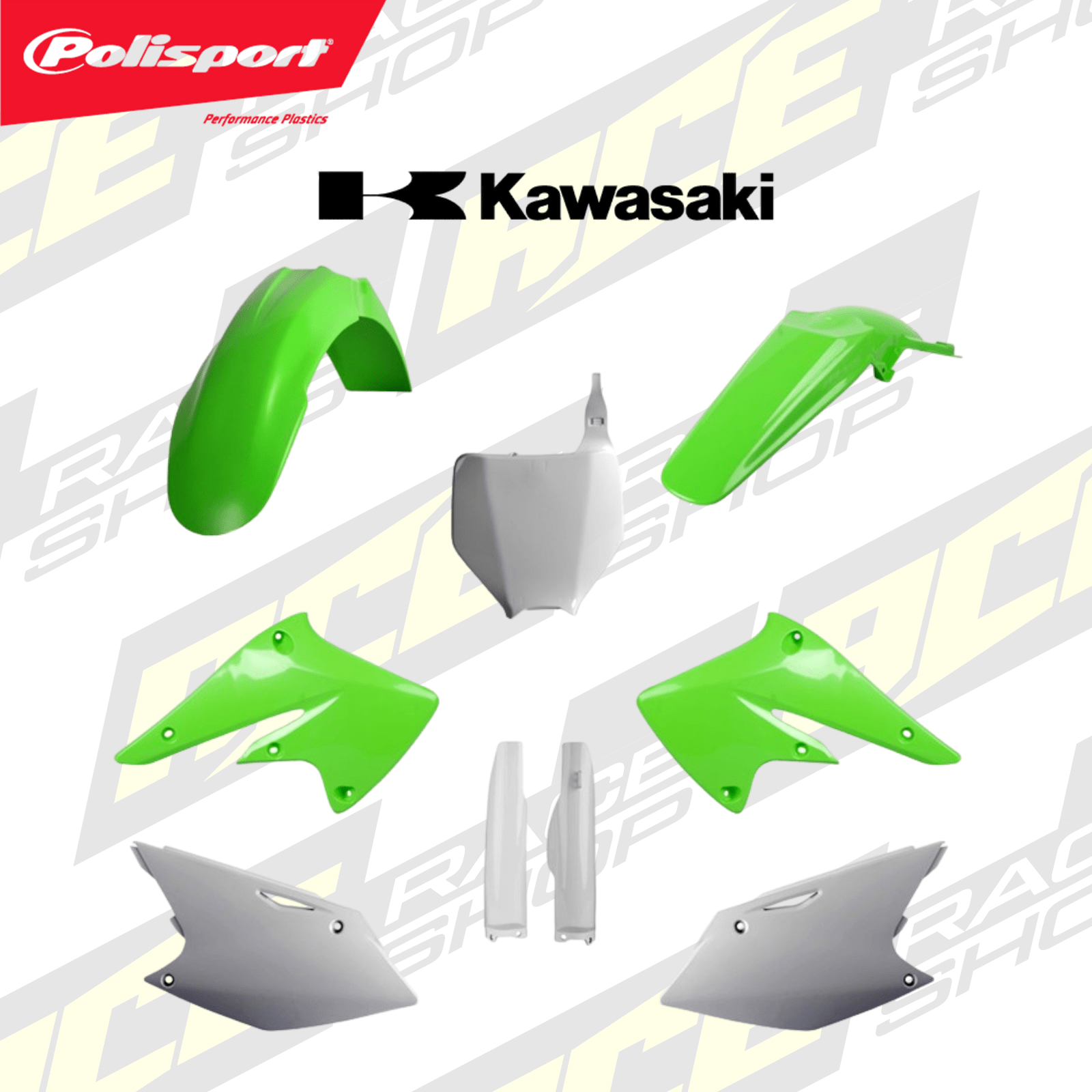 POLISPORT PLASTIC BOX KIT KAWASAKI KX250F 04 - 05 STANDARD - ACE Race Shop