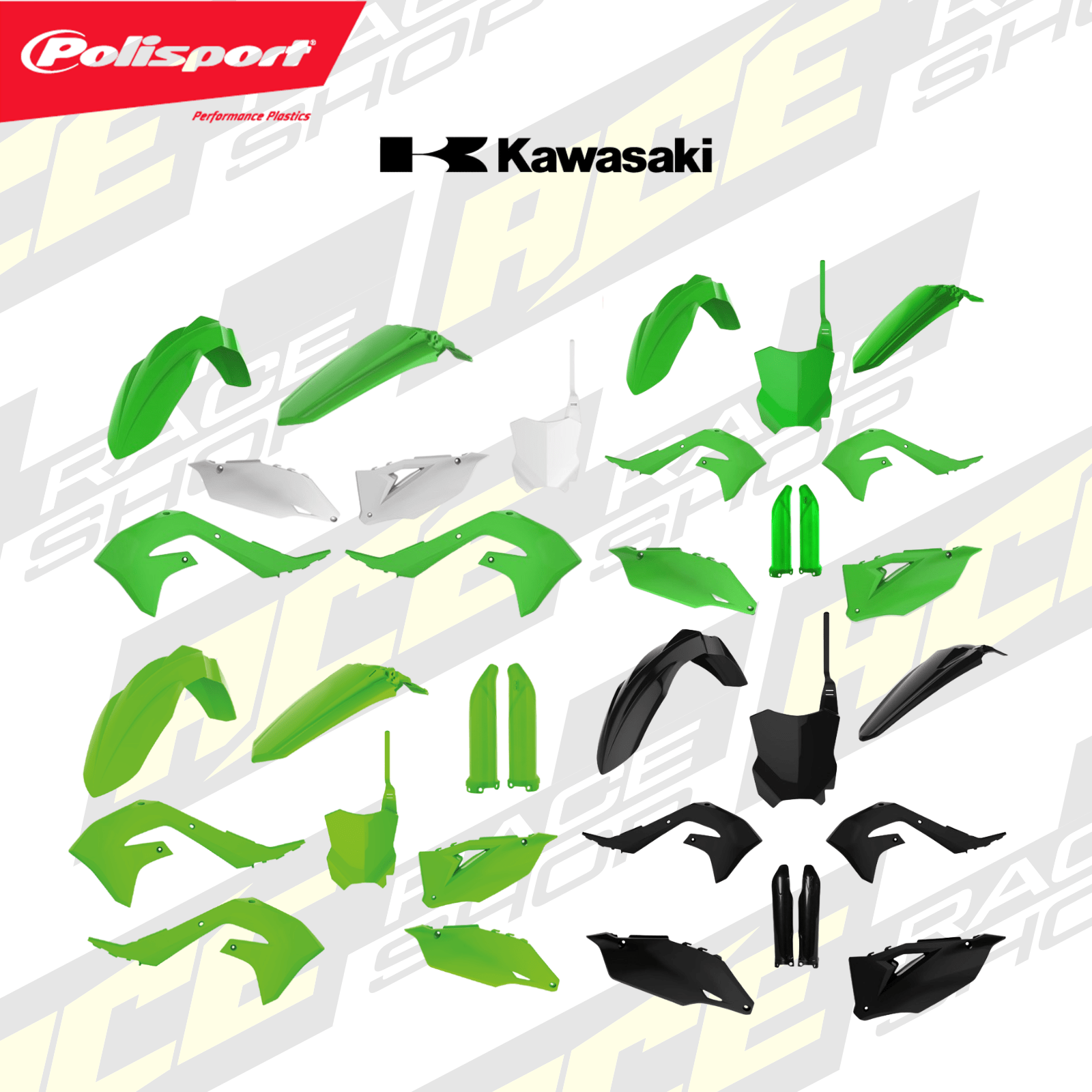 POLISPORT PLASTIC BOX KIT KAWASAKI KX250F 21 - 23, KX450F 19 - 23 - ACE Race Shop