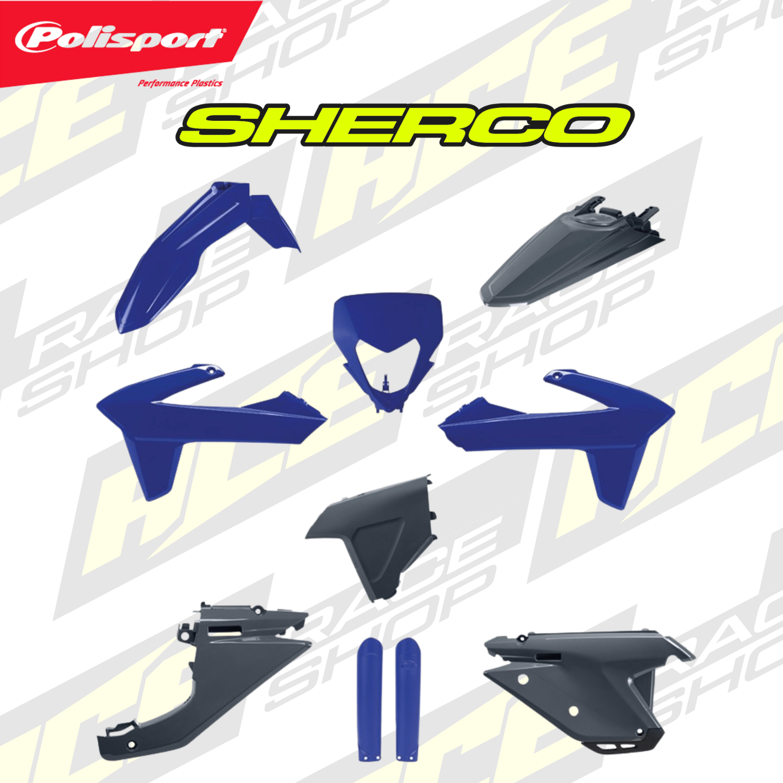 POLISPORT PLASTIC BOX KIT SHERCO SE - R/SE - F 2025 INC FORKGUARDS OEM - ACE Race Shop
