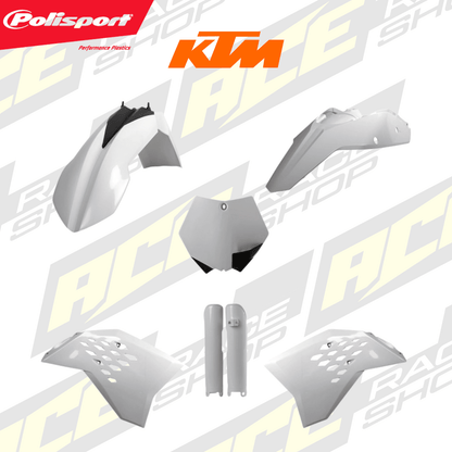 POLISPORT PLASTIC KIT BOX KIT KTM SX 07 - 10 WHITE INC FORK GUARDS - ACE Race Shop