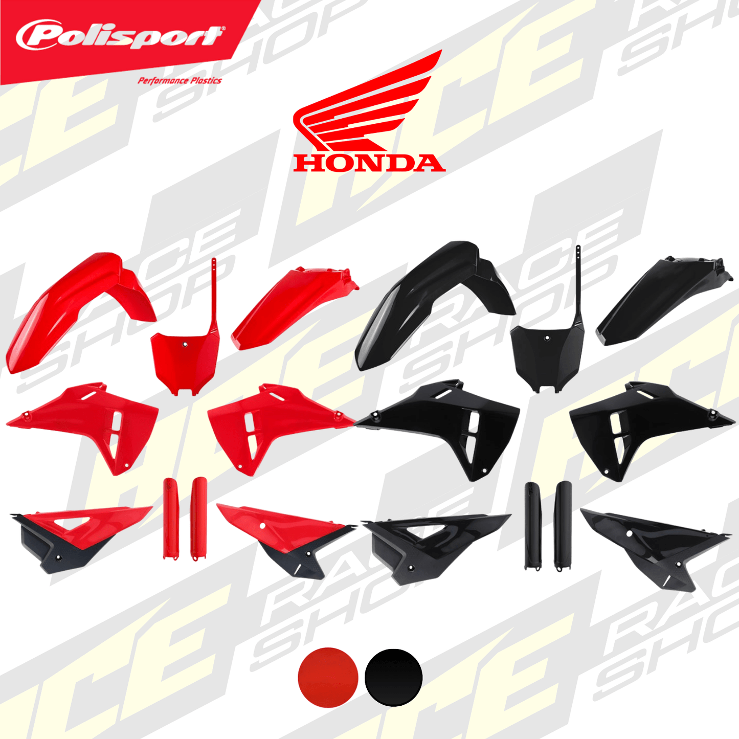 POLISPORT PLASTIC KIT HONDA CRF250R 22 - 24,CRF450R 21 - 24 (RESTYLE TO CRF 25 - 26) - ACE Race Shop