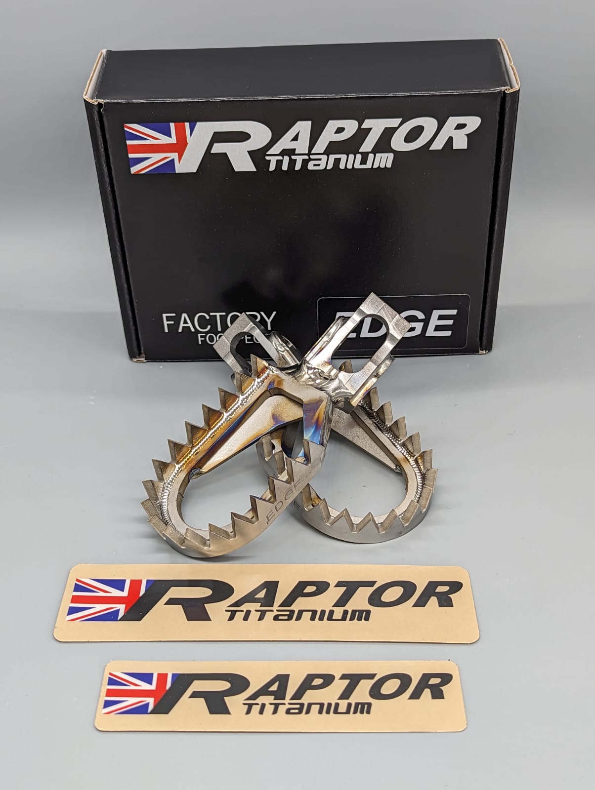 RAPTOR - RME012 BETA EDGE TITANIUM FOOTPEGS - 5mm Down / 5mm Back (2020 - 2025) - ACE Race Shop