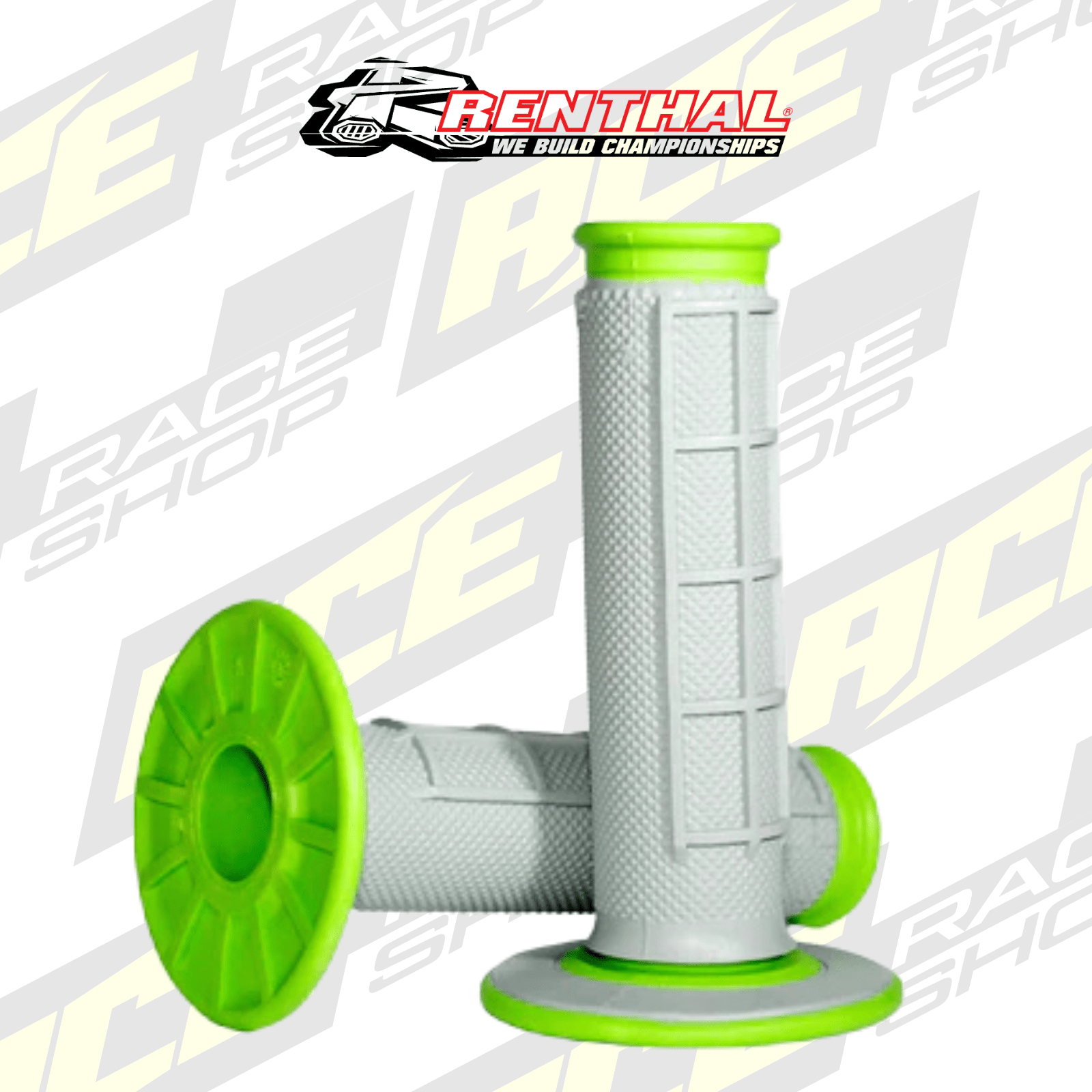 RENTHAL HANDLEBAR GRIP MX DUAL COMPOUND 1/2 WAFFLE GREY/GREEN - ACE Race Shop