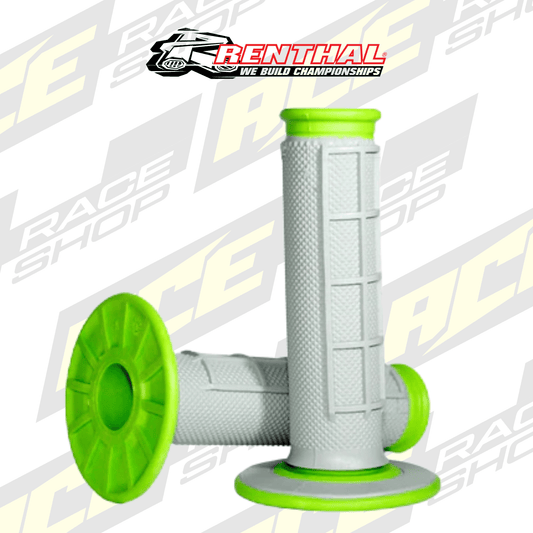 RENTHAL HANDLEBAR GRIP MX DUAL COMPOUND 1/2 WAFFLE GREY/GREEN - ACE Race Shop