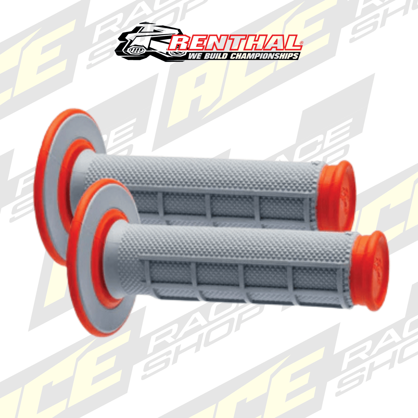 RENTHAL HANDLEBAR GRIP MX DUAL COMPOUND 1/2 WAFFLE GREY/ORANGE - ACE Race Shop