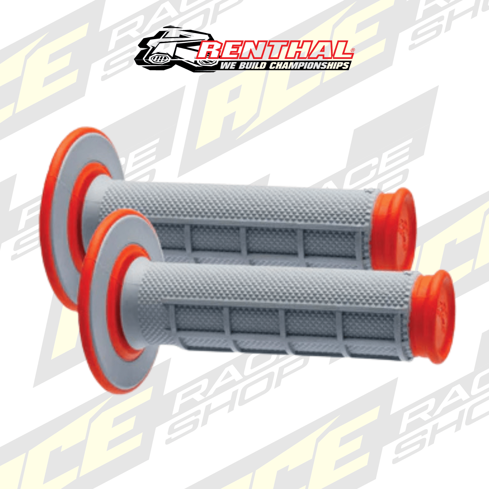 RENTHAL HANDLEBAR GRIP MX DUAL COMPOUND 1/2 WAFFLE GREY/ORANGE - ACE Race Shop