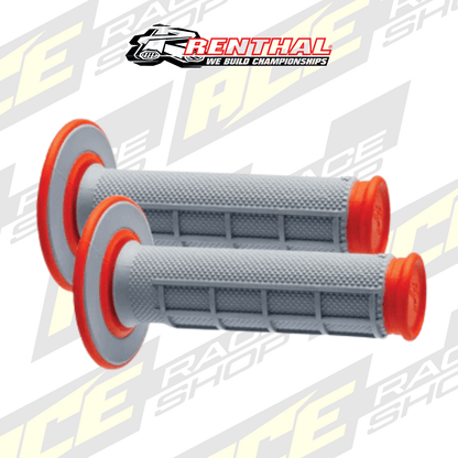 RENTHAL HANDLEBAR GRIP MX DUAL COMPOUND 1/2 WAFFLE GREY/ORANGE - ACE Race Shop