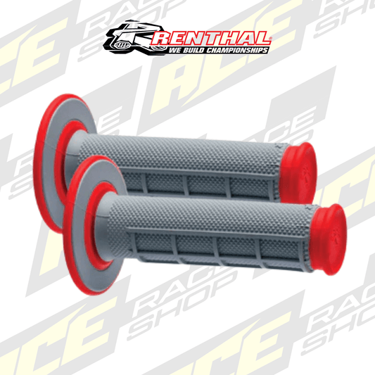 RENTHAL HANDLEBAR GRIP MX DUAL COMPOUND 1/2 WAFFLE GREY/RED - ACE Race Shop