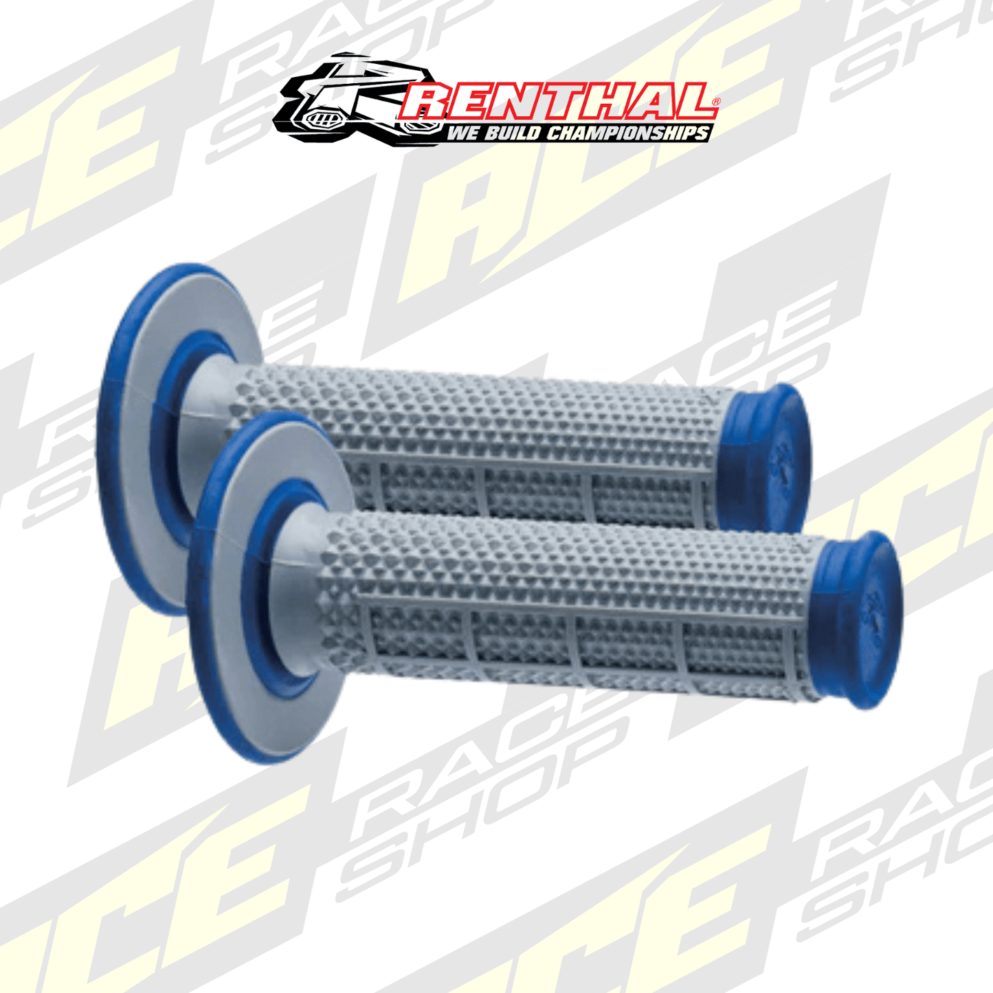 RENTHAL HANDLEBAR GRIP MX DUAL COMPOUND TAPERED 1/2 WAFFLE GREY/BLUE - ACE Race Shop
