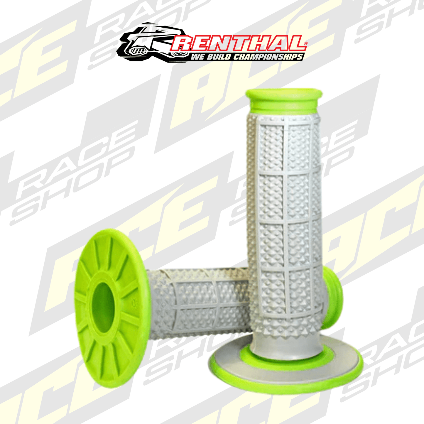 RENTHAL HANDLEBAR GRIP MX DUAL COMPOUND TAPERED 1/2 WAFFLE GREY/GREEN - ACE Race Shop