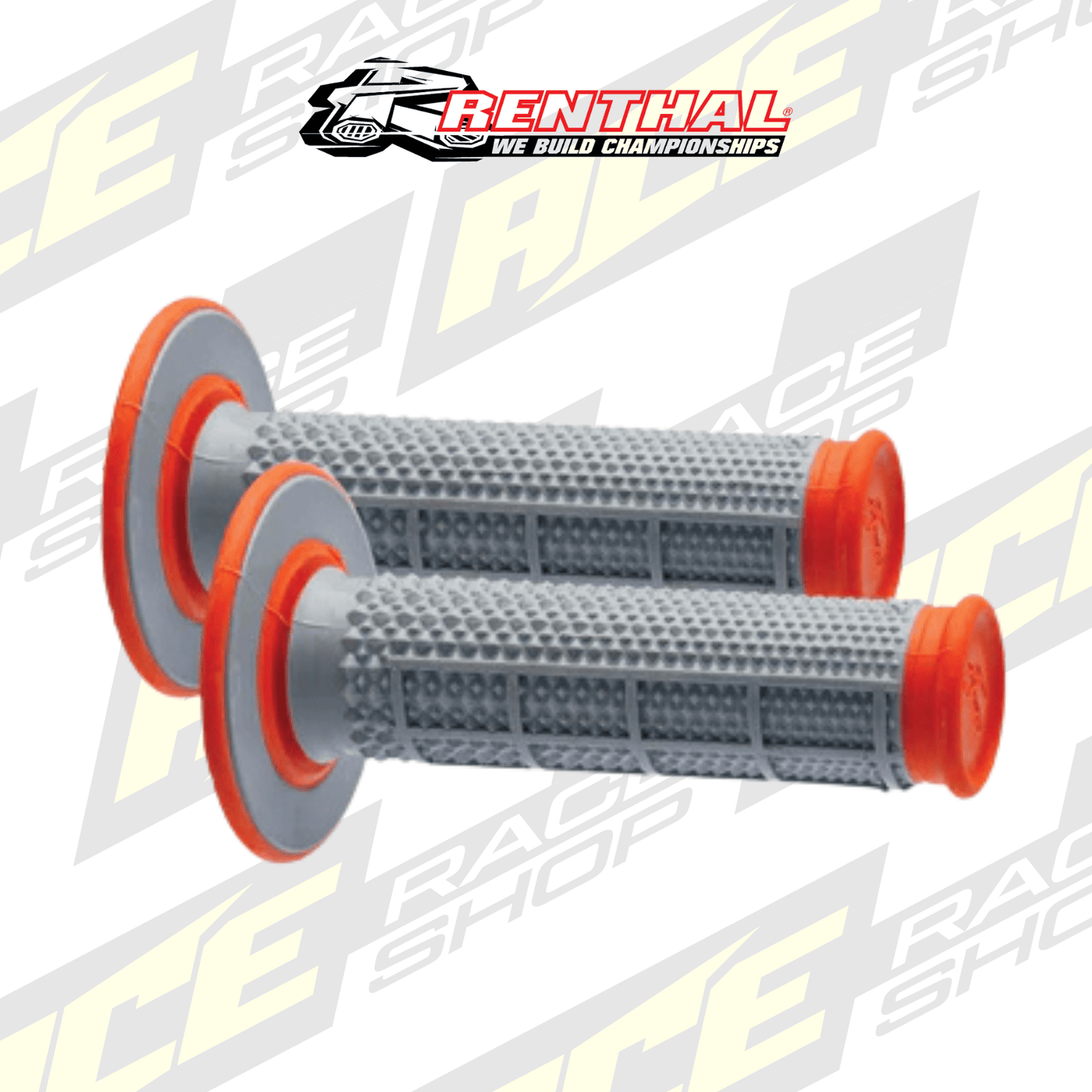 RENTHAL HANDLEBAR GRIP MX DUAL COMPOUND TAPERED 1/2 WAFFLE GREY/ORANGE - ACE Race Shop