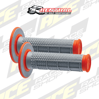 RENTHAL HANDLEBAR GRIP MX DUAL COMPOUND TAPERED 1/2 WAFFLE GREY/ORANGE - ACE Race Shop