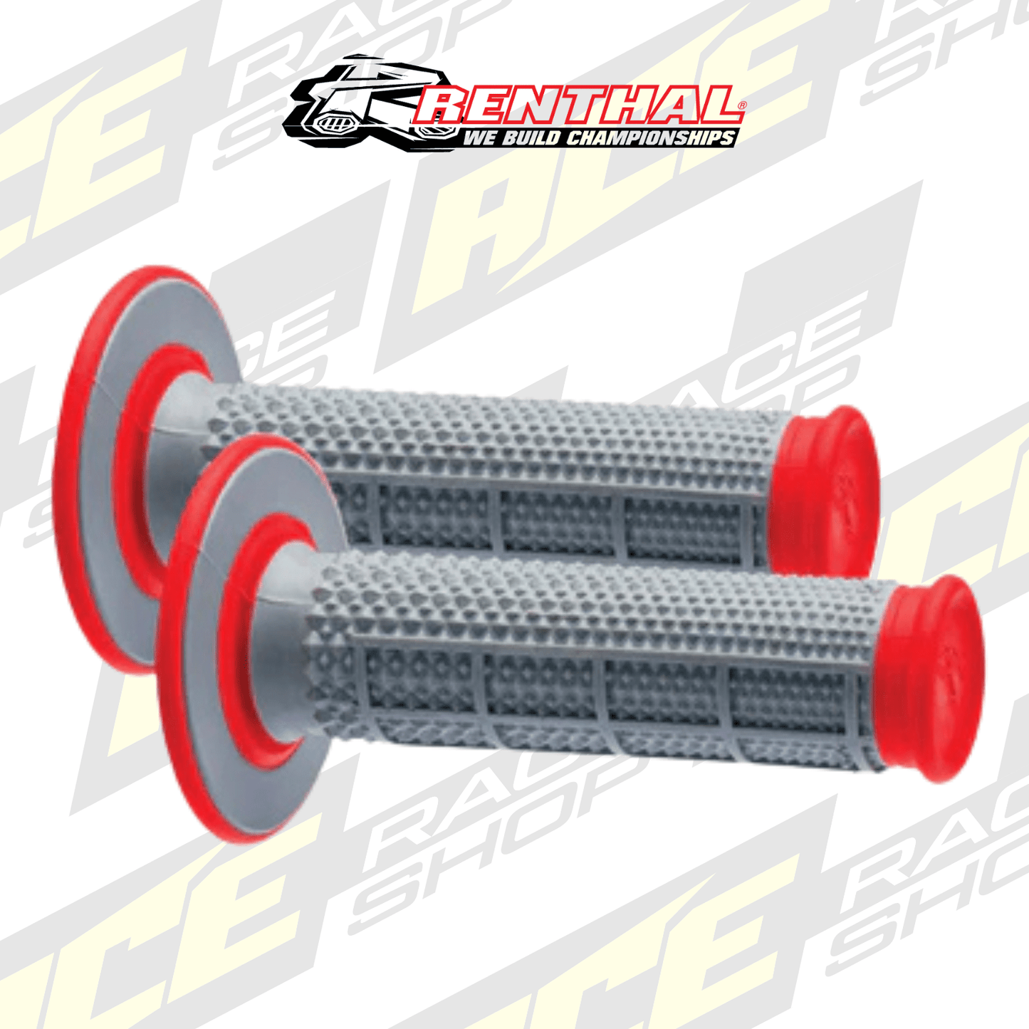 RENTHAL HANDLEBAR GRIP MX DUAL COMPOUND TAPERED 1/2 WAFFLE GREY/RED - ACE Race Shop