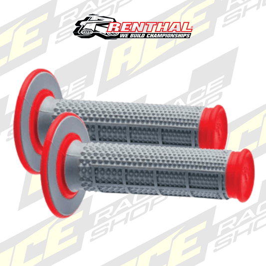 RENTHAL HANDLEBAR GRIP MX DUAL COMPOUND TAPERED 1/2 WAFFLE GREY/RED - ACE Race Shop