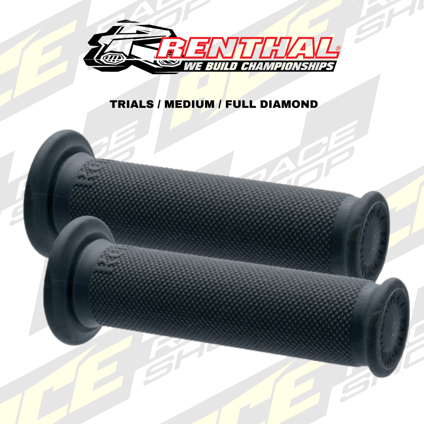 RENTHAL HANDLEBAR GRIP TRIALS FULL DIAMOND MEDIUM GREY - ACE Race Shop