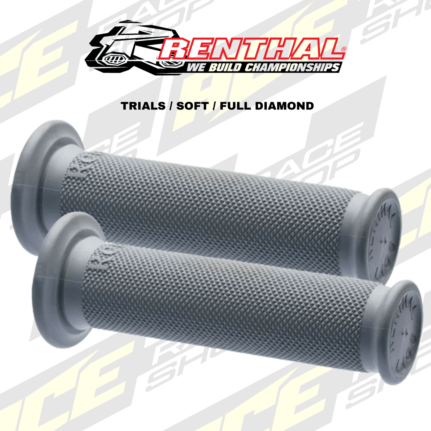 RENTHAL HANDLEBAR GRIP TRIALS FULL DIAMOND SOFT GREY - ACE Race Shop