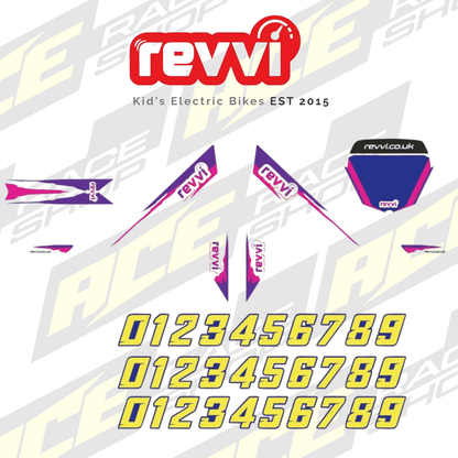 Revvi 16" & 16" PLUS Electric Balance Bike Mx Pink/Purple Graphics Kit to fit Revvi 16" &16" PLUS - ACE Race Shop