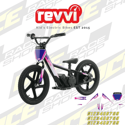 Revvi 16" & 16" PLUS Electric Balance Bike Mx Pink/Purple Graphics Kit to fit Revvi 16" &16" PLUS - ACE Race Shop