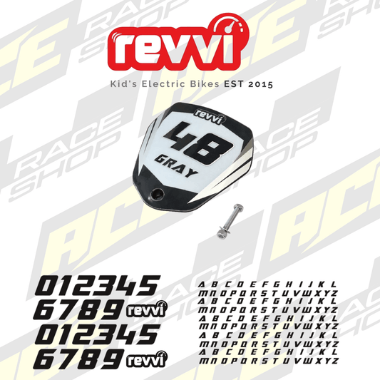 Revvi Number and Name Board Kit – To fit Revvi 12″ + 16″ + 16″ plus balance bike - ACE Race Shop