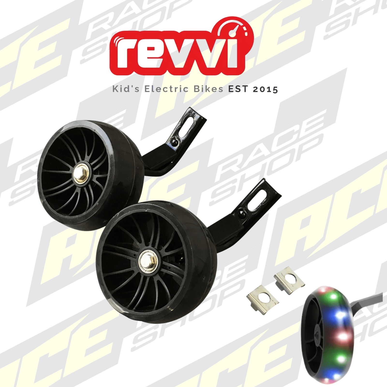 Revvi Stabilisers Stabilizers Balance Light Up Wheel Kit - To fit Revvi 12" +16" - ACE Race Shop