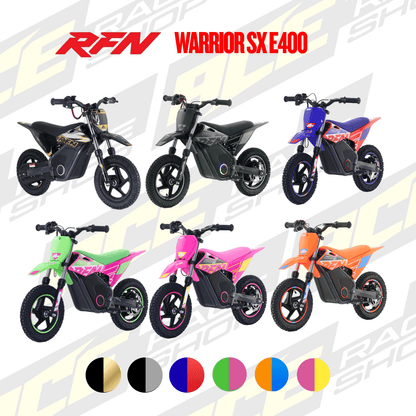 RFN WARRIOR SX E400 - 12" 36V 400W ELECTRIC KIDS MX MOTOCROSS BIKE - ALL COLOURS - NOT REVVI - ACE Race Shop