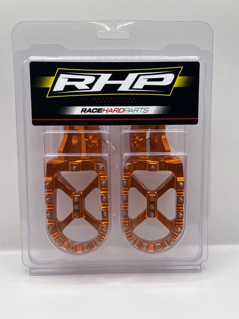RHP ORANGE WIDE FOOTPEGS TO FIT KTM SX SXF EXC TPI EXCF 125 - 450 2016 - 2023 - ACE Race Shop