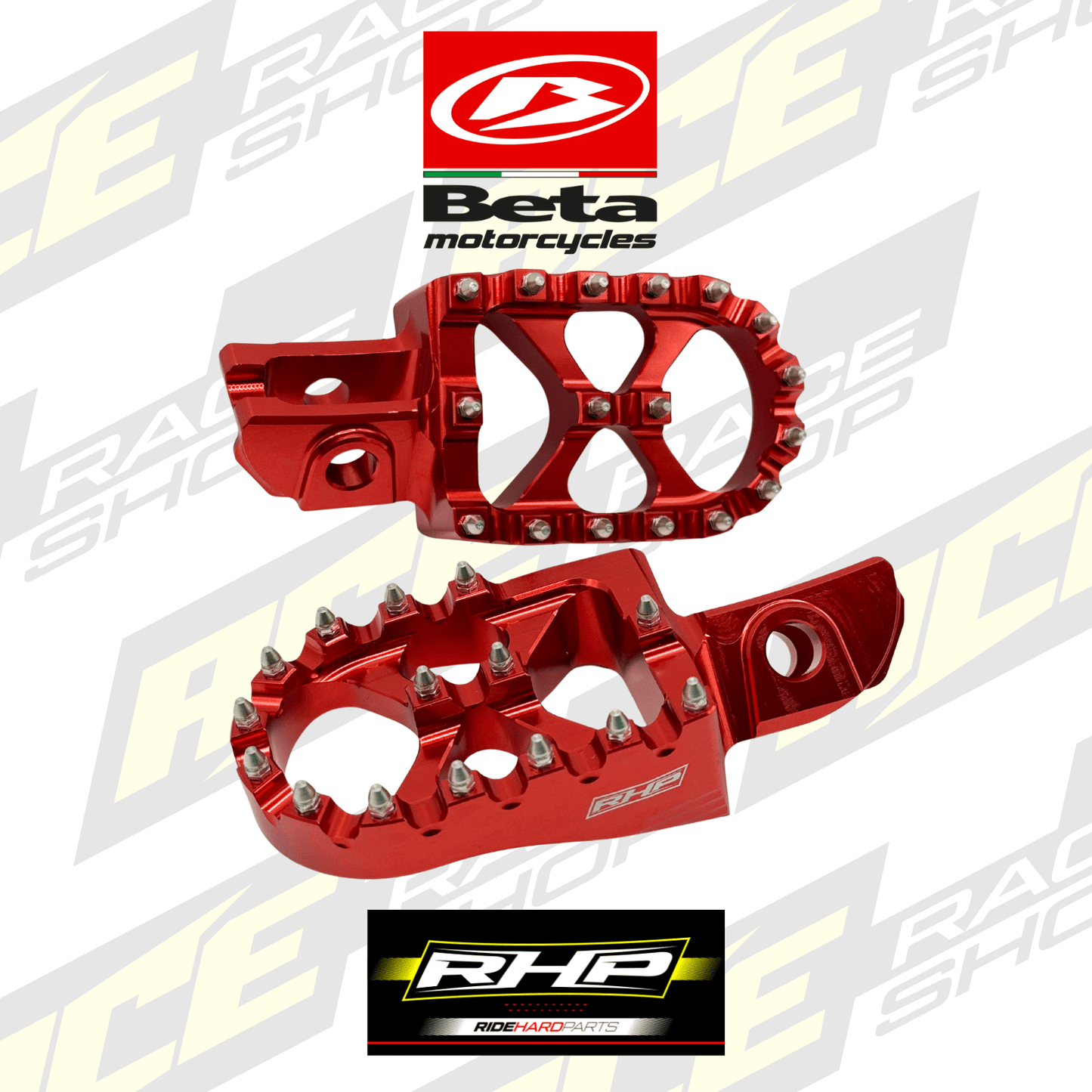 RHP RED WIDE FOOTPEGS FOR BETA RR 200 250 300 350 390 430 4T 2020 - 2025 - ACE Race Shop