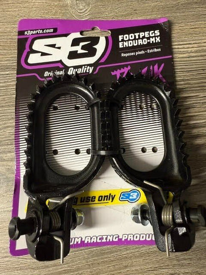 S3 PUNK Enduro Footpegs BETA RR 2020 - 2026 BLACK 'BACK & LOW' - ACE Race Shop