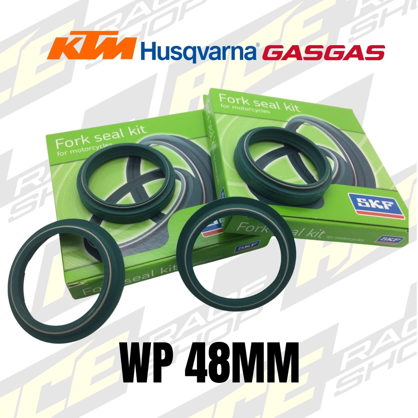 SKF FORK SEALS WP 48MM OIL & DUST SEALS (PAIR) KTM HUSKY GASAGAS SX SXF EXC EXCF - ACE Race Shop